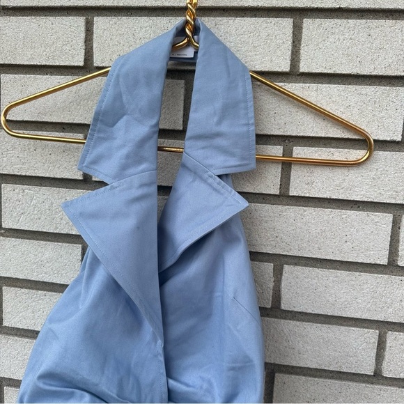 Lovers + Friends Millie Baby Blue Wrap Halter Collared Crop Top XS Summer Chic - Picture 7 of 11